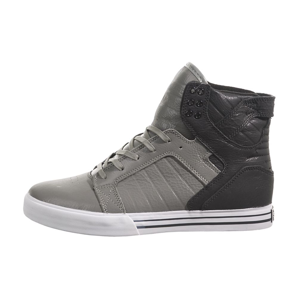 Baskets Montantes Supra SkyTop Grise Noir Grey/Black Full Grain Homme | ZTR-35638562